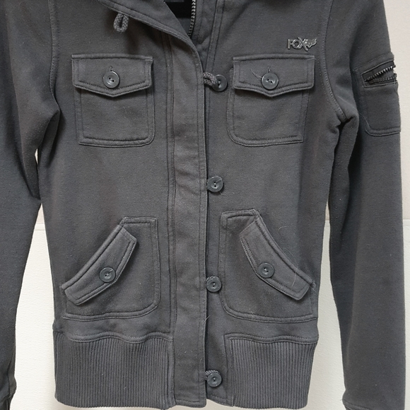 XS FOX MOTORCYCLE RACING CHARCOAL GRAY JACKET SWEATER HOODIE - Picture 5 of 10